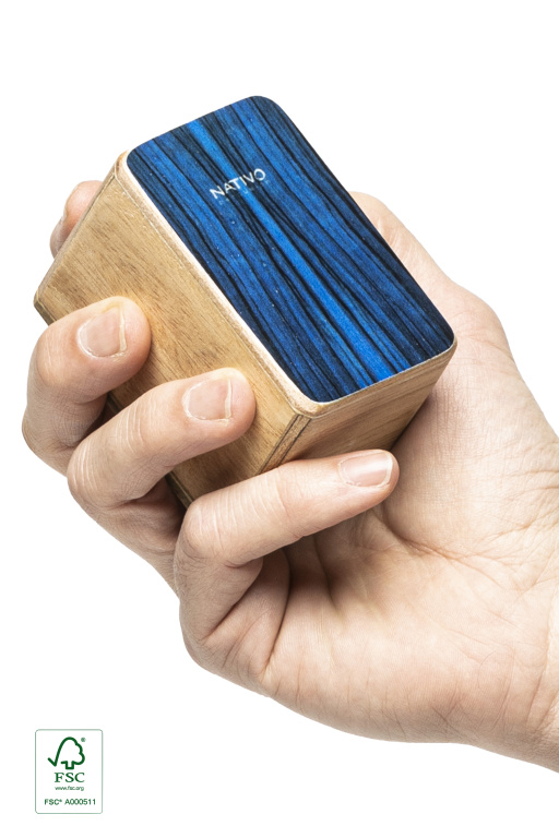 Mini cajon shaker, panneau avant bleu