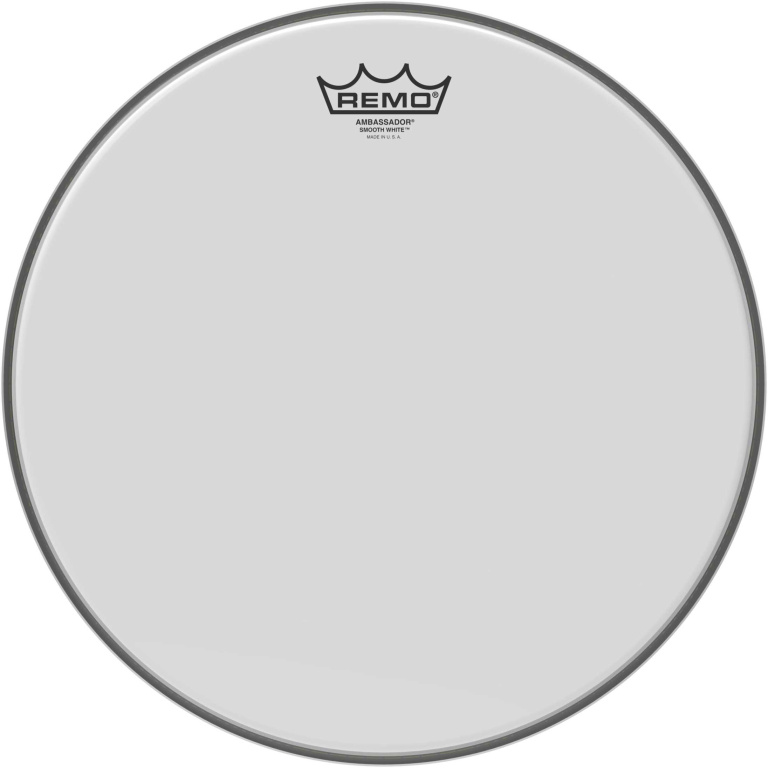 Peau Ambassador blanc lisse 14" pour tom/ Caisse claire/ Tom sur pieds