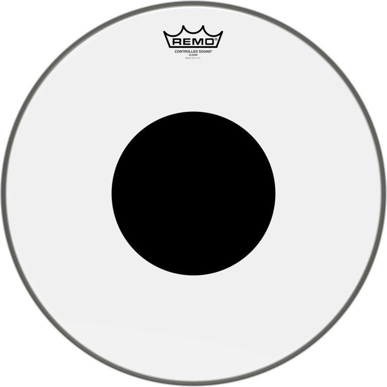 Peau CS Transparente 16" + rond noir, pour Caisse claire/ Tom sur pieds