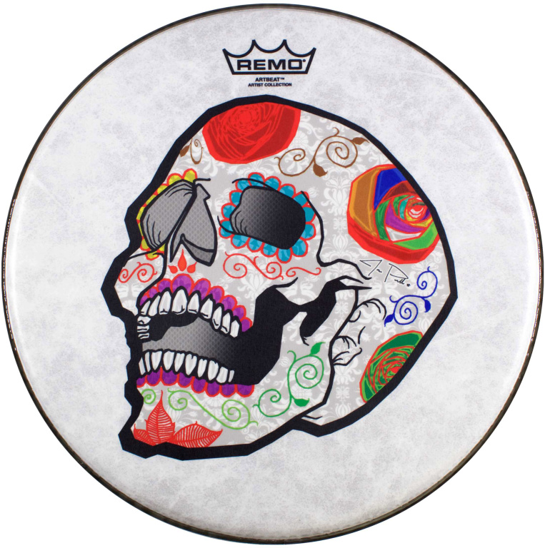 Peau de frappe de 14" pour caisse claire, avec graphique José Pasillas Candy Skull