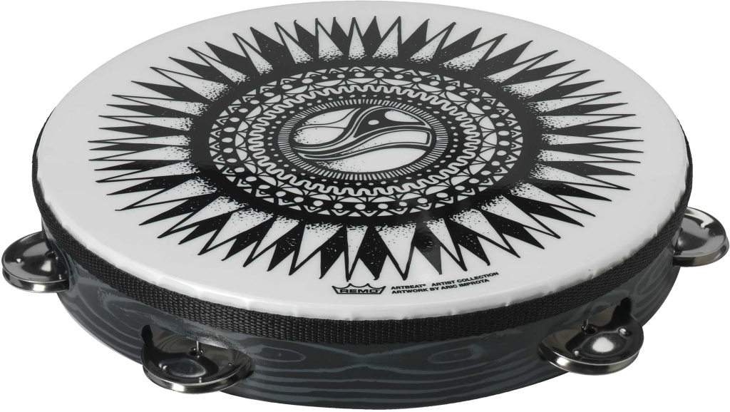 Tambourin pré-accordé Artbeat de 10" avec peau Skyndeep, antique black, new sun
