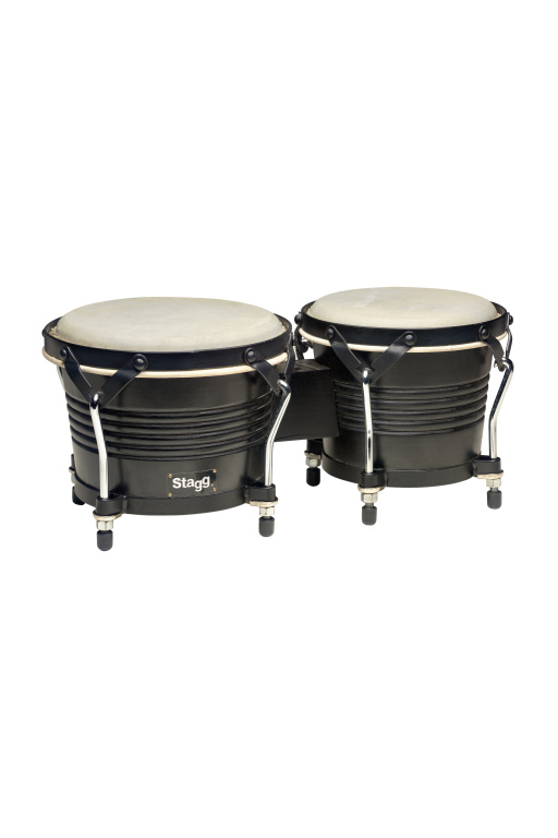 Bongos latins en bois de 7,5" et 6,5" noirs