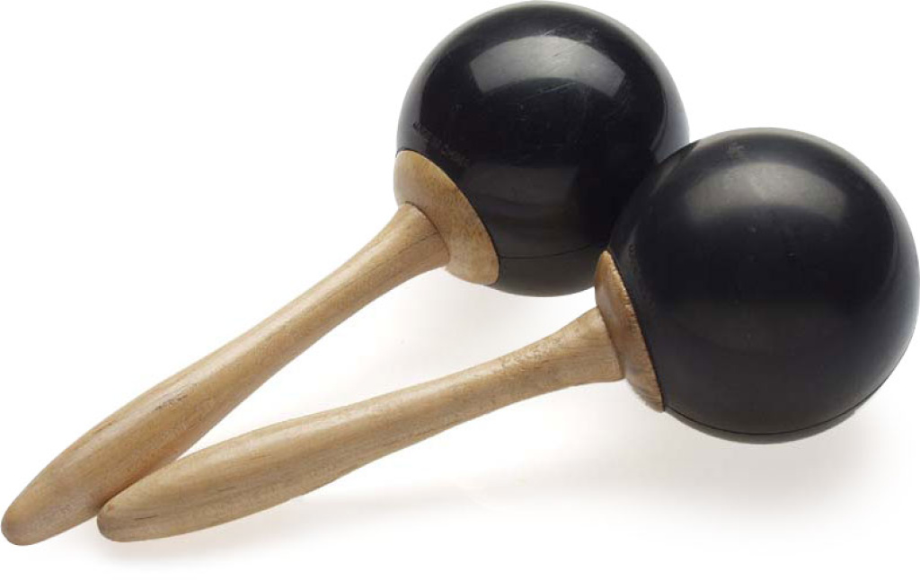 Paire de maracas traditionnelles en fibre, noires