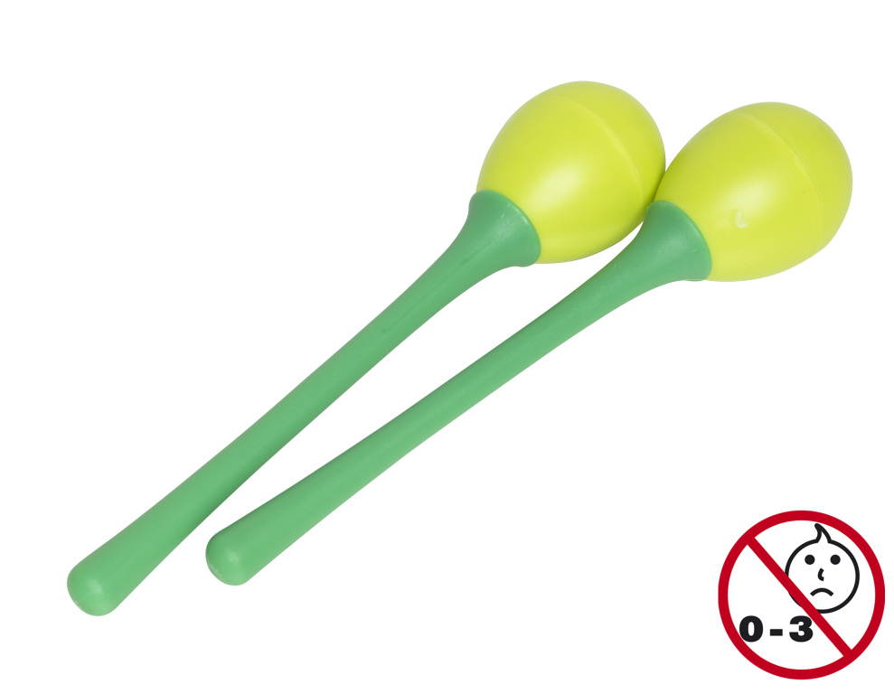 Paire de maracas oeufs en plastique à long manche