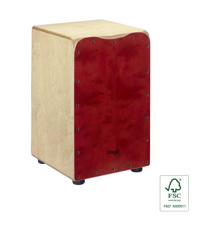 Cajón de taille standard en bouleau avec plaque de frappe rouge