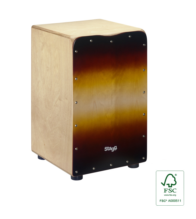 Cajón de taille standard en bouleau avec plaque de frappe de couleur sunburst
