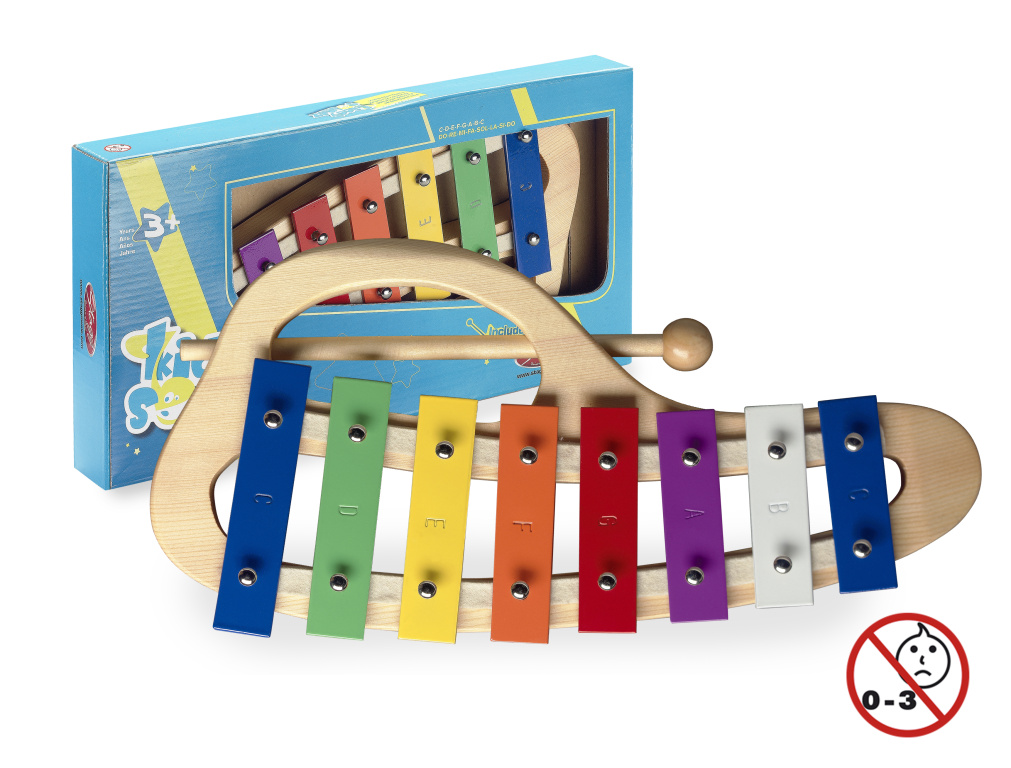 Métallophone courbe avec 8 lames de différentes couleurs