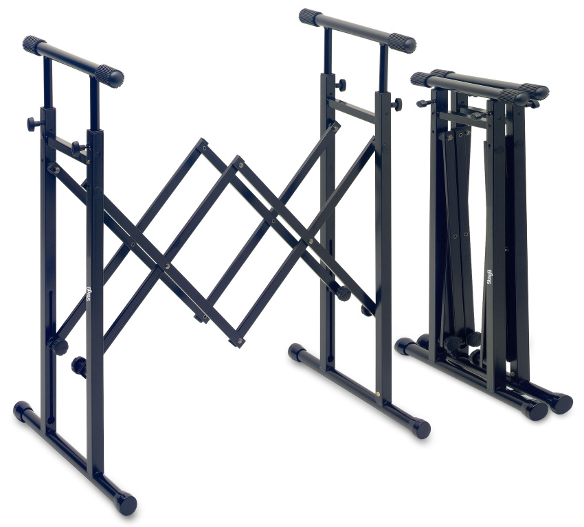 Stand réglable pour table de mixage ou clavier, avec système de pliage de style accordéon