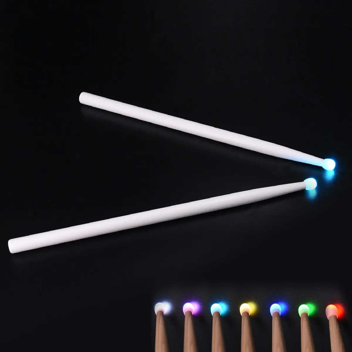 Baguettes de Tambour - Marching LUMINEUSES finition blanche – 2 baguettes