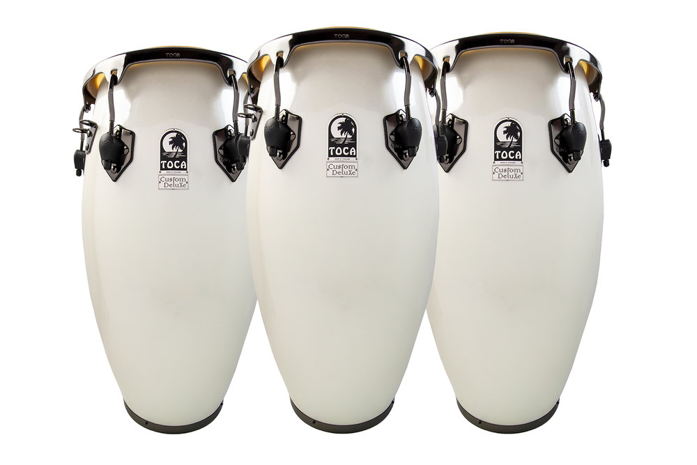 Congas Fibre de verre, Magarita Blance, Noir Chrome Conga