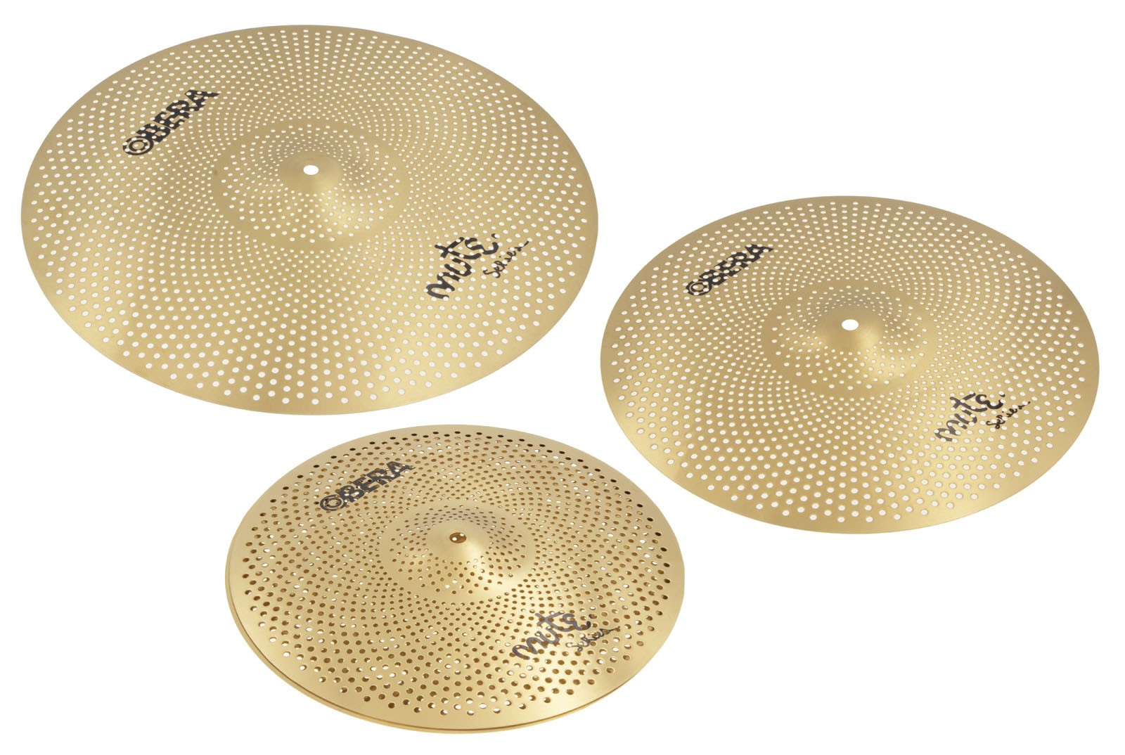 Set 3 Cymbales Silencieuces Mute - 14" 16" 20" - Finition Brass