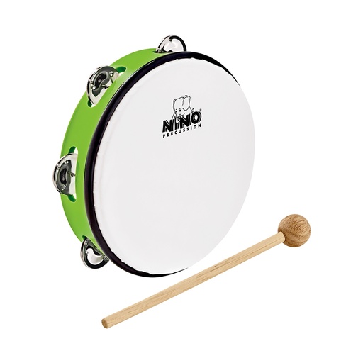 [NINO51GG] TAMBOURIN NINO ABS 10" +CYMB, VERT